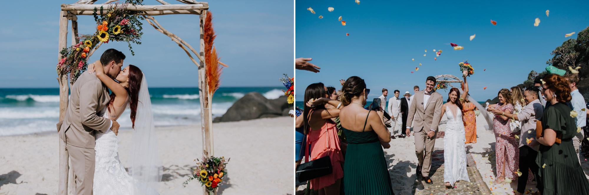 beach ceremony under the boho arbour